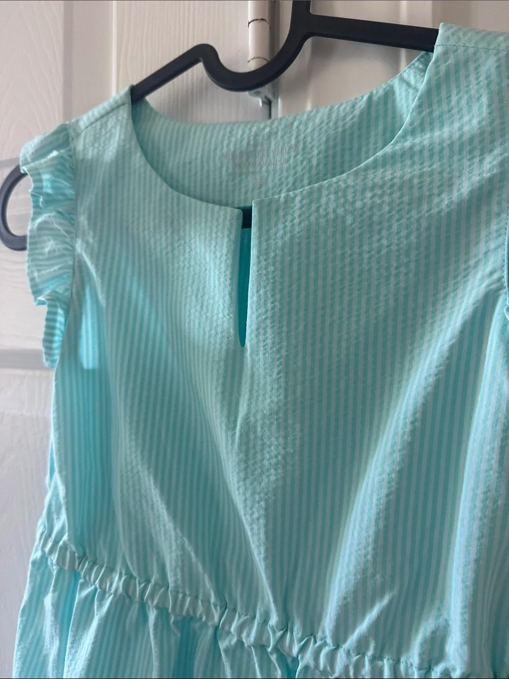 Vineyard Vines Blue Ruffle Sleeve Tiered Dress